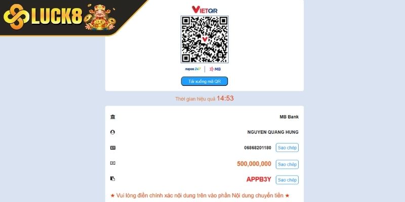 Lưu ý khi thực hiện nạp rút tiền LUCK8