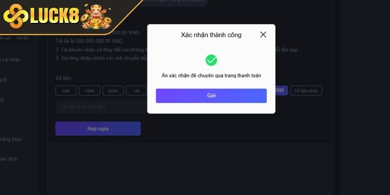 Quy trình rút tiền tại LUCK8